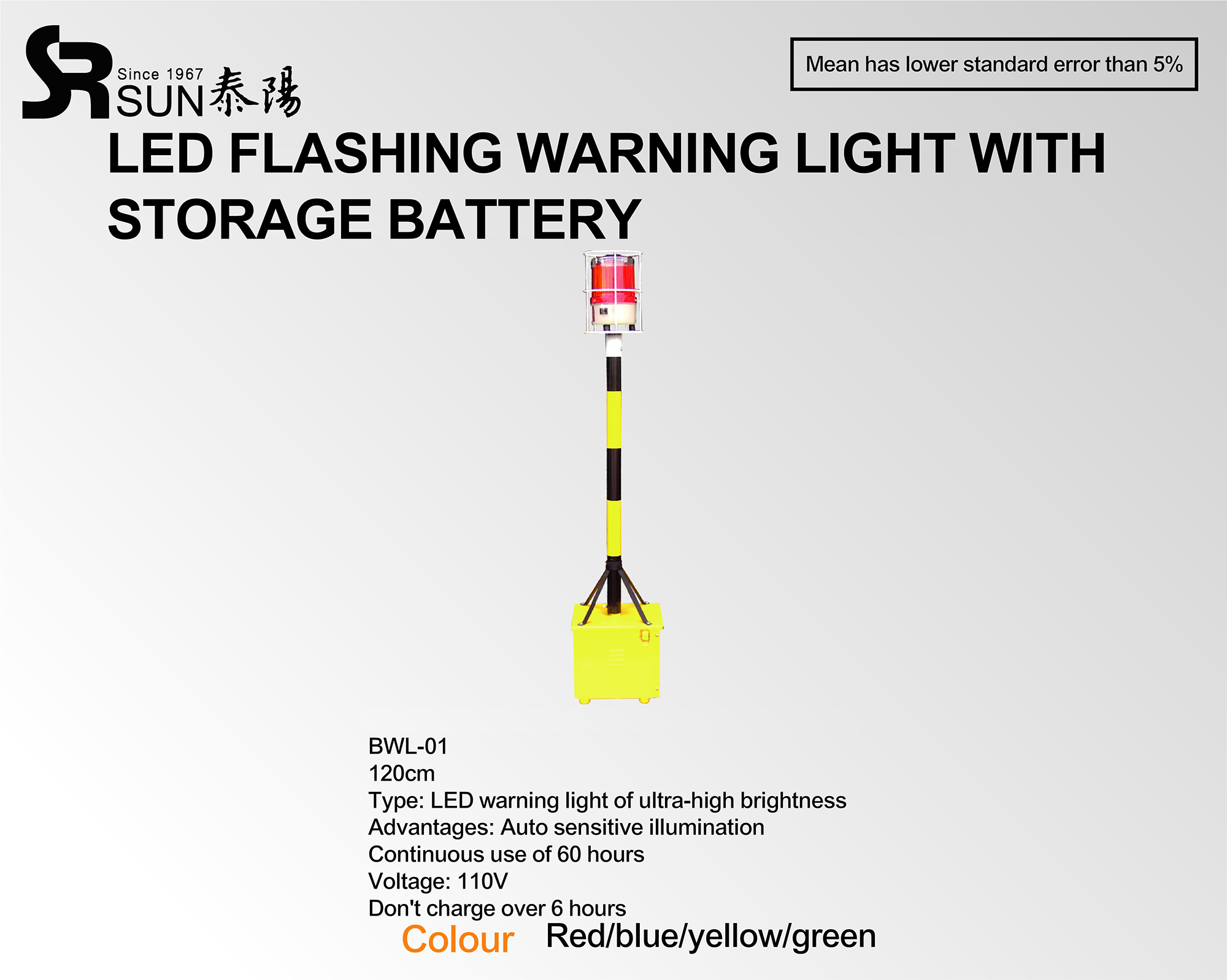 Luz de advertencia intermitente LED con batería de almacenamiento (BWL-01)